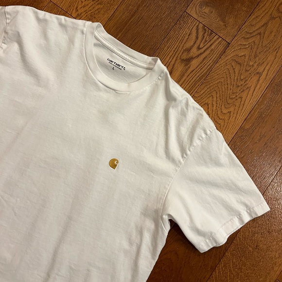 Carhartt WIP Large White t-shirt embroidered gold logo - Picture 1 of 5